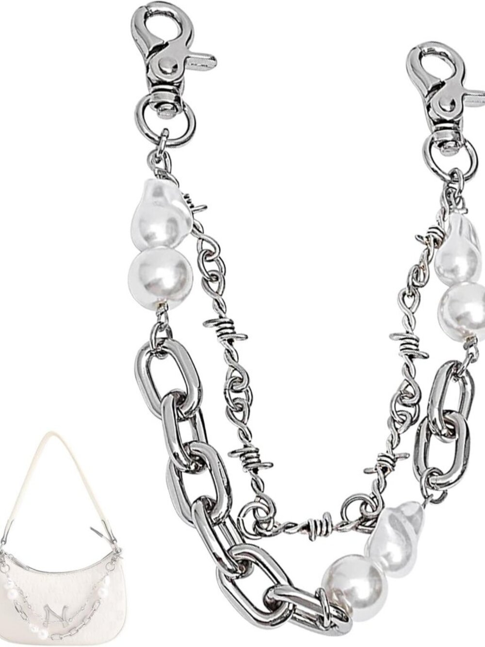 Silver Purse Chain Charms for Handbags | Pearl Chain Bag Accessories Decoration